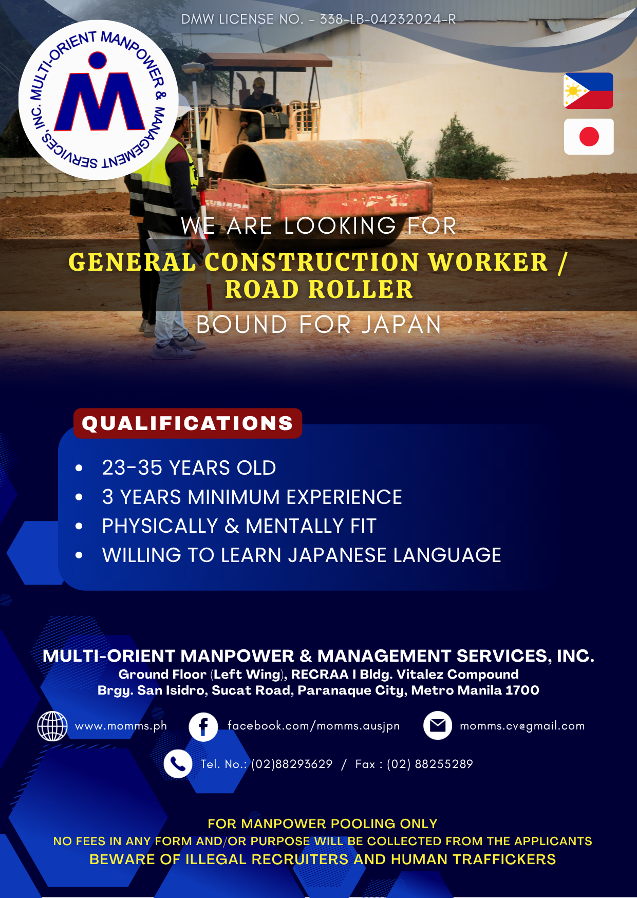 GENERAL CON STRUCTION WORKER ROAD ROLLER